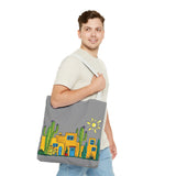 Grey Tote bag with desert scenery