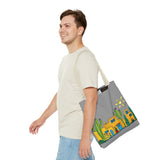 Grey Tote bag with desert scenery