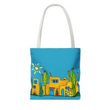 Turquoise Tote bag with desert scenery