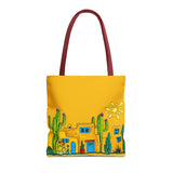 Yellow Tote bag with desert scenery