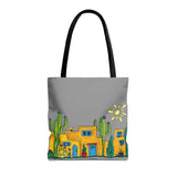 Grey Tote bag with desert scenery