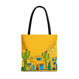 Yellow Tote bag with desert scenery