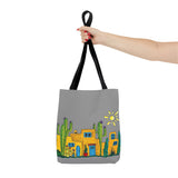 Grey Tote bag with desert scenery