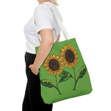 sunflowers tote with my own drawings - green