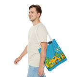 Turquoise Tote bag with desert scenery