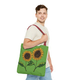 sunflowers tote with my own drawings - green