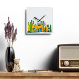 Acrylic Wall Clock with cactus art