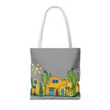 Grey Tote bag with desert scenery