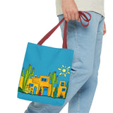 Turquoise Tote bag with desert scenery