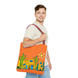 Tote bag with desert scenery in orange