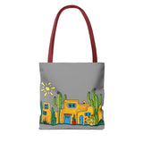 Grey Tote bag with desert scenery