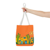 Tote bag with desert scenery in orange