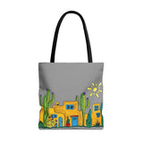 Grey Tote bag with desert scenery