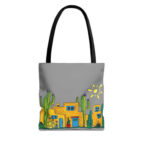 Grey Tote bag with desert scenery