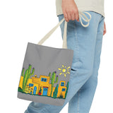 Grey Tote bag with desert scenery