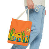 Tote bag with desert scenery in orange