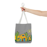 Grey Tote bag with desert scenery