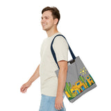 Grey Tote bag with desert scenery