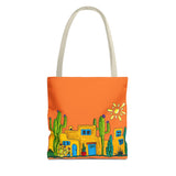 Tote bag with desert scenery in orange