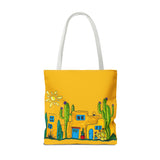 Yellow Tote bag with desert scenery