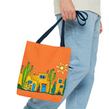 Tote bag with desert scenery in orange