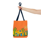 Tote bag with desert scenery in orange