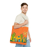 Tote bag with desert scenery in orange