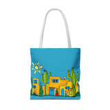 Turquoise Tote bag with desert scenery