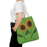 sunflowers tote with my own drawings - green