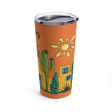 Cute Arizona adobe and cactus tumbler with my original art