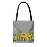 Grey Tote bag with desert scenery