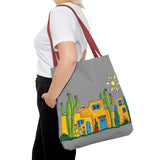 Grey Tote bag with desert scenery