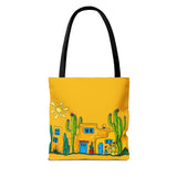 Yellow Tote bag with desert scenery