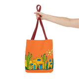 Tote bag with desert scenery in orange