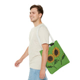 sunflowers tote with my own drawings - green