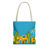 Turquoise Tote bag with desert scenery