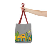 Grey Tote bag with desert scenery