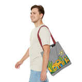 Grey Tote bag with desert scenery