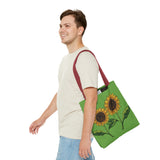 sunflowers tote with my own drawings - green