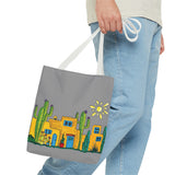 Grey Tote bag with desert scenery