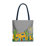 Grey Tote bag with desert scenery