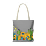 Grey Tote bag with desert scenery