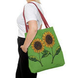 sunflowers tote with my own drawings - green