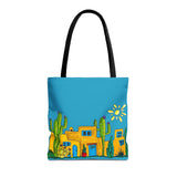 Turquoise Tote bag with desert scenery