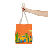 Tote bag with desert scenery in orange