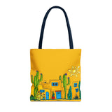 Yellow Tote bag with desert scenery