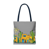 Grey Tote bag with desert scenery