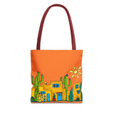 Tote bag with desert scenery in orange