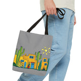 Grey Tote bag with desert scenery