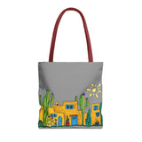 Grey Tote bag with desert scenery